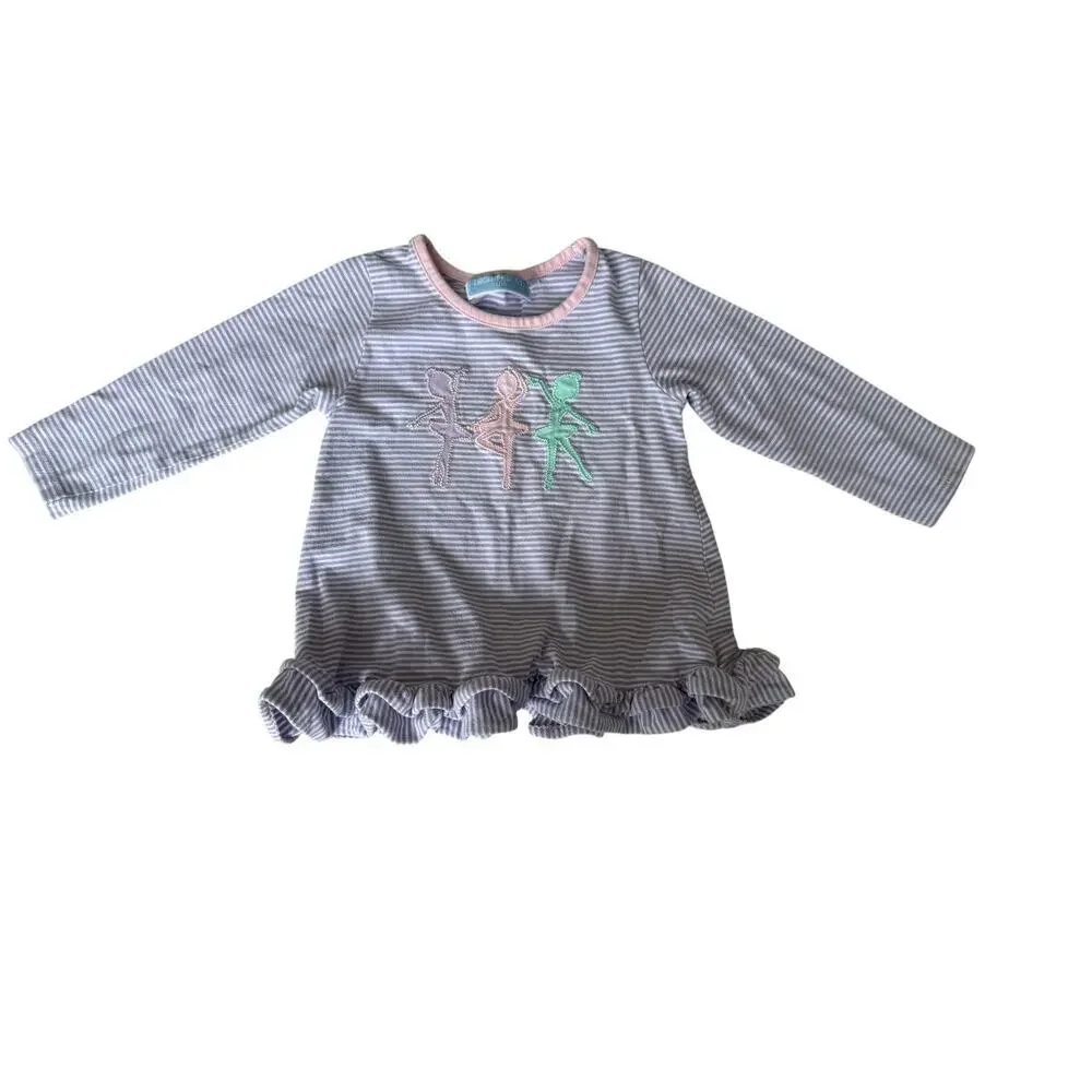 Trotter Street Kids Girl Blue & Pink Ballerina Ruffle Pants Set Size 24 M